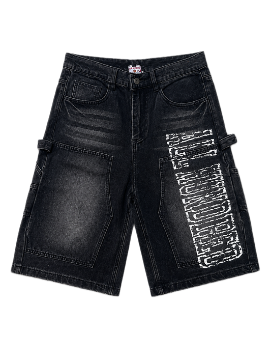 BLACK BAGGY CARPENTER SHORTS