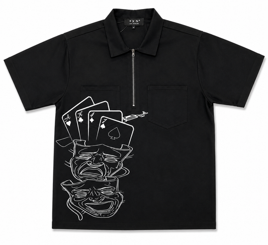 BLACK ZIP UP WORK SHIRT