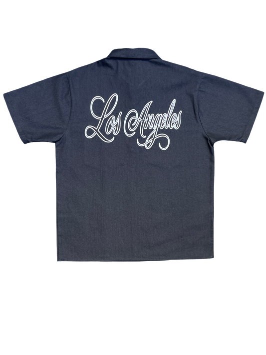 BLACK ZIP UP WORK SHIRT