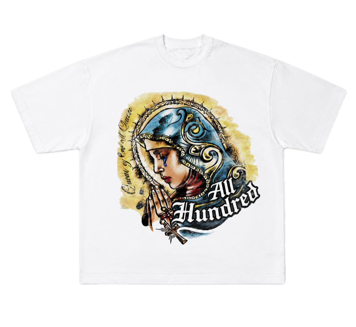 WHITE VIRGEN DE GUADALUPE SHIRT