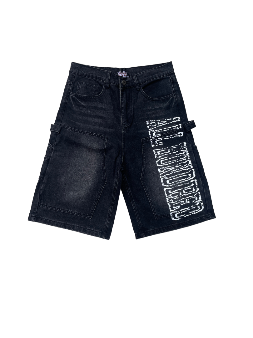 BLACK BAGGY CARPENTER SHORTS