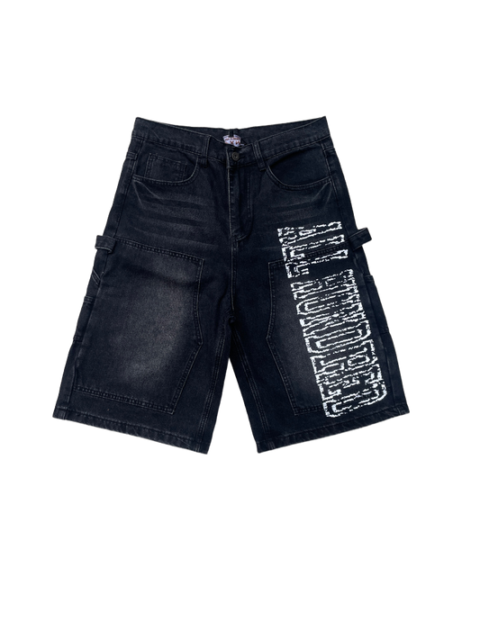 BLACK BAGGY CARPENTER SHORTS